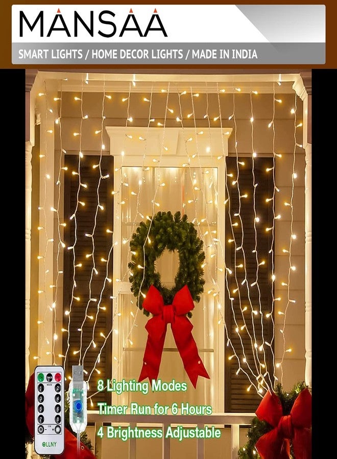 MANSAA M9 Curtain Lights | 3 Meter x 3 Meter 300 LEDs | Yellow Color | USB Operated | Remote Control | Wall Lights for Home Decor - Image 4